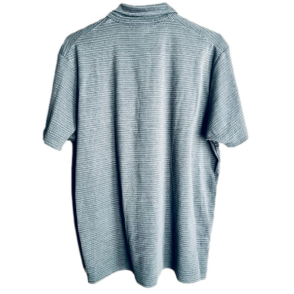 Banana Republic Striped Blue Gray Short Sleeved Polo Shirt Mens Size Large - Picture 2 of 5